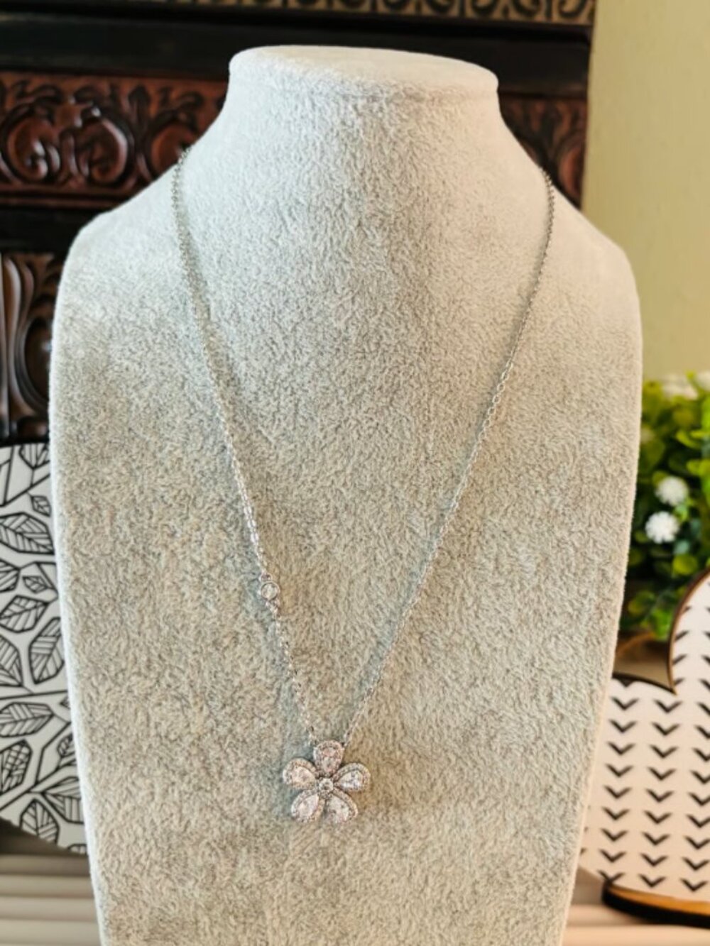 Park Lane CZ Silver Flower Pendant Necklace